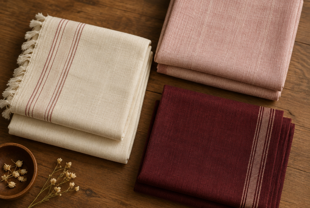 Neatly folded handloom fabrics